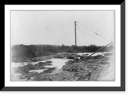 Crane on construction site at edge of river Classic, Vintage Wall Art