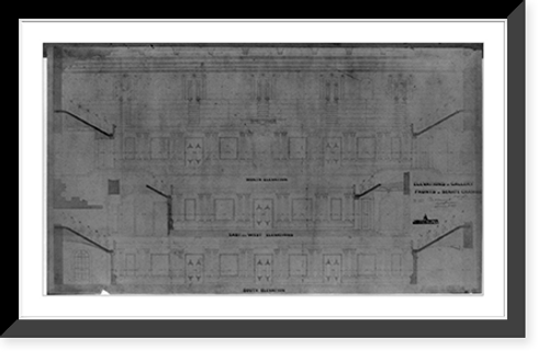 Historic Framed Print, Elevations of gallery fronts, Senate Chamber,  17-7/8" x 21-7/8"