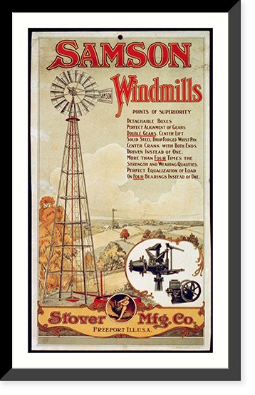 Samson Windmills. Stover Mfg. Co, Antique Poster