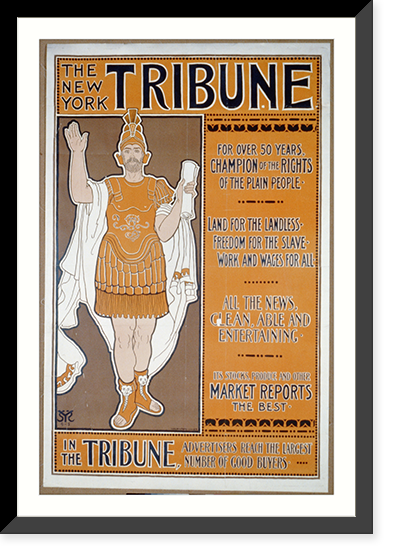 The New York Tribune, for over 50 years, Champion of the Rights of the Plain People Classic, Antique Print