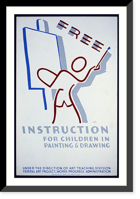 Historic Framed Print, Free instruction for children in painting & drawing.nbs.,  17-7/8" x 21-7/8"