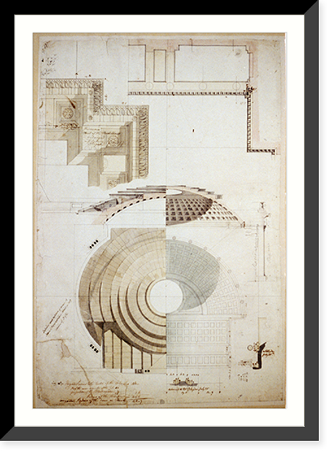 Historic Framed Print, [United States Capitol, Washington, D.C. House of Representatives dome - section & detail, cornices] - 2,  17-7/8" x 21-7/8"