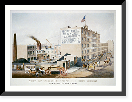 View of the architectural iron works 13th & 14th East River, New York, Antique Wall Art