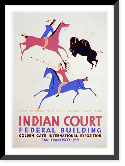 Indian court, Federal Building, Golden Gate International Exposition, San Francisco, 1939 From an Indian painting on elkskin, Great Plains.Siegriest, Historic Reproduction