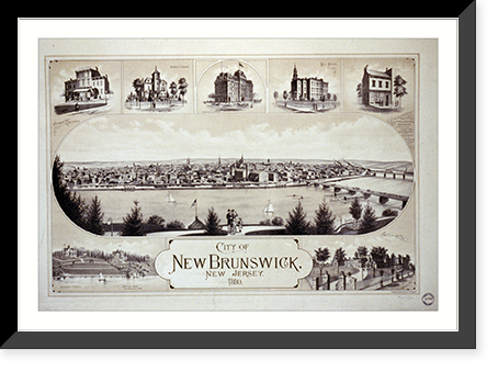 City of New Brunswick, New Jersey.Packard & Butler Lith. Philada. - 2, Antique Print