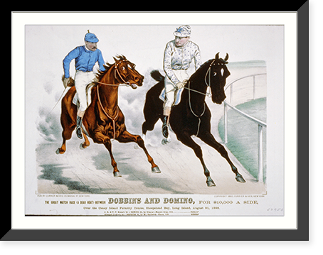 Great match race ( a dead heat) between Dobbins and Domino, for $10,000 a side: over the Coney Island Futurity Course, Sheepshead Bay, Long Island, August 31, 1893, Vintage Print