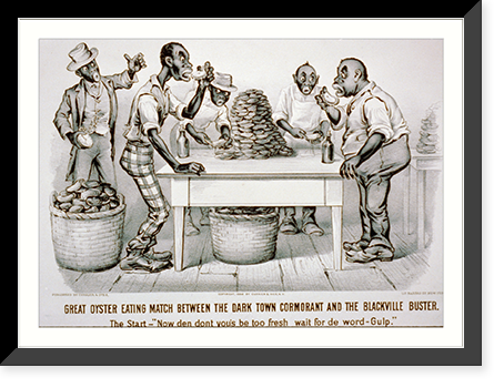 Great oyster eating match between the Dark Town Cormorant and the Blackville Buster The start - Now den dont you's be too fresh, wait for de word : Gulp."", Antique Poster