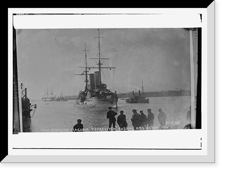 The Russian flag ship TSARVITCH passing HMS VICTORY, Historic Reproduction