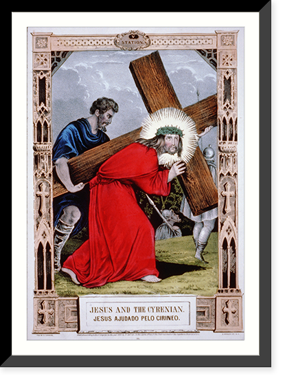 Jesus and the Cyrenian.Jesus ajudado pelo Cirineo - 2, Vintage Wall Art