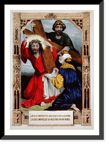 Jesus imprints his face on a cloth..Jesus impreso su rostro en un pa&ntilde;o, Historic Print