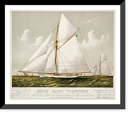 Vintage Nautical Print - Boston - Sloop yacht Volunteer