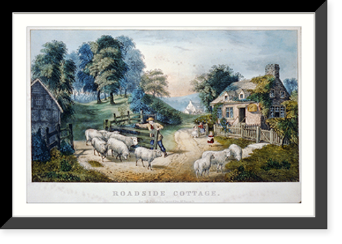 Historic Framed Print, Roadside cottage,  17-7/8" x 21-7/8"