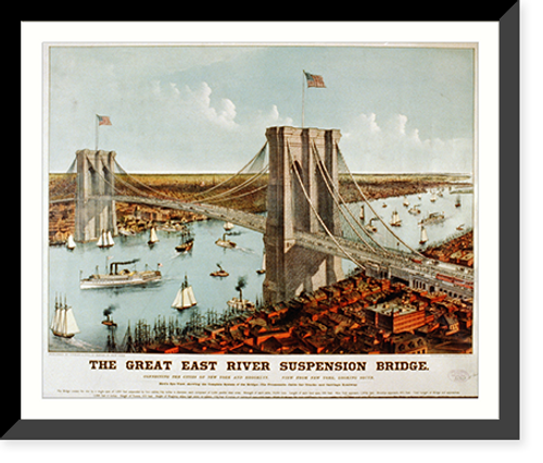 Historic Framed Print, The great East River suspension bridge: connecting the cities of New York and Brooklyn View from Brooklyn, looking west. - 2,  17-7/8" x 21-7/8" Historic Framed Print, The great East River suspension bridge: connecting the cities of New York and Brooklyn View from Brooklyn, looking west. - 2,  17-7/8" x 21-7/8"