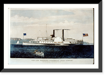 The low pressure steamboat Isaac Newton": passing the palisades on the Hudson River New York" - 2, Antique Print