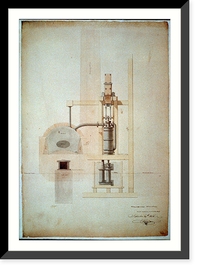 Steam engine, Washington Navy Yard, Washington, D.C. Transverse elevation of boiler, cistern, etc. - 2, Antique Wall Art