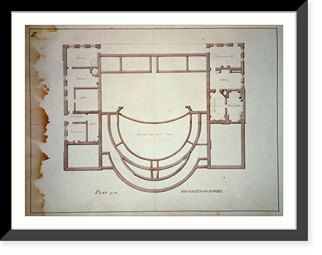 Theater and hotel building (Theatre, Assembly Rooms and an hotel"), Richmond, Virginia. 9. foundation plan" - 2, Antique Print