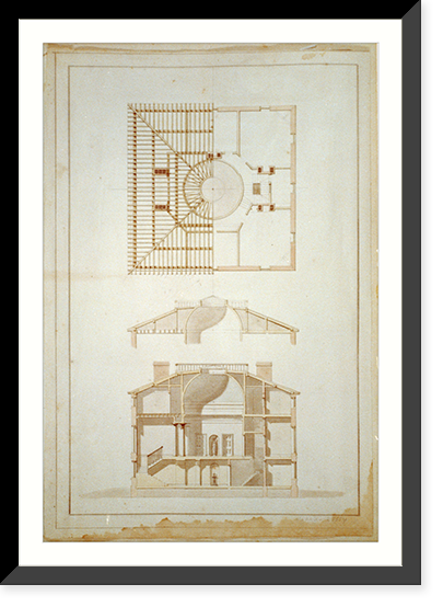 House (Pope House") for John Pope, Lexington, Kentucky. Elevations, sections, and roof framing plan" - 3, Vintage Wall Art