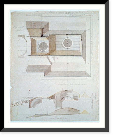Historic Framed Print, [United States Capitol, Washington, D.C. Plan & section of roof, north wing] - 2,  17-7/8" x 21-7/8"