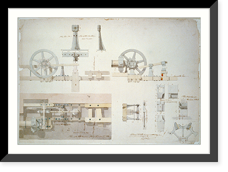 Steam engine, Washington Navy Yard, Washington, D.C. Plan of the forge tilt-hammer - 3, Historic Print