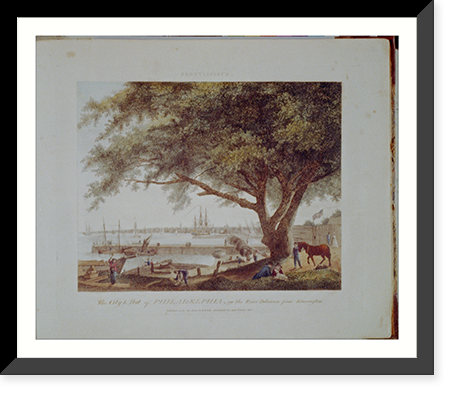 The City and Port of Philadelphia, on the River Delaware from Kensington, Antique Wall Art