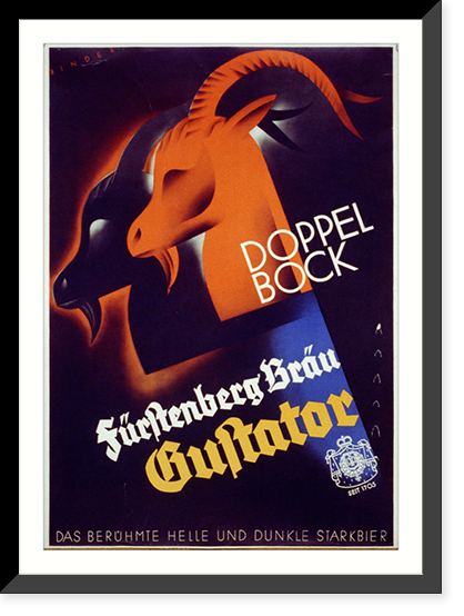 Doppelbock, F&uuml;rstenberg Br&auml;u Gustator, das ber&uuml;hmte helle und dunkle Starkbier, Historic Reproduction