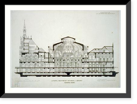 Historic Framed Print, [Library of Congress (National Library"),  Judiciary Square site,  Washington,  D.C. Section,  German Renaissance]" - 3,  17-7/8" x 21-7/8"