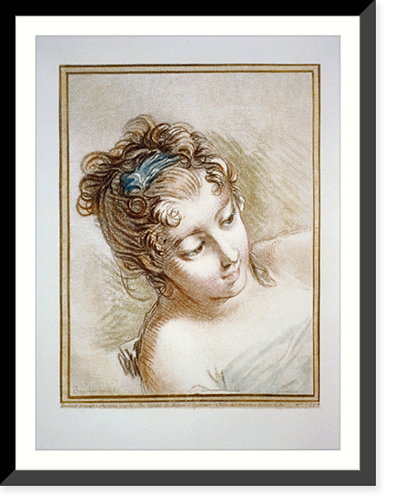 Head of a woman.Boucher in del.; Demarteau sc, Vintage Poster