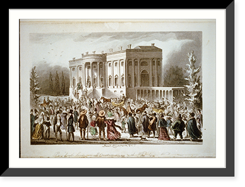 Historic Framed Print, President's Levee, or all Creation going to the White House.Robert Cruikshank fect. - 2,  17-7/8" x 21-7/8"