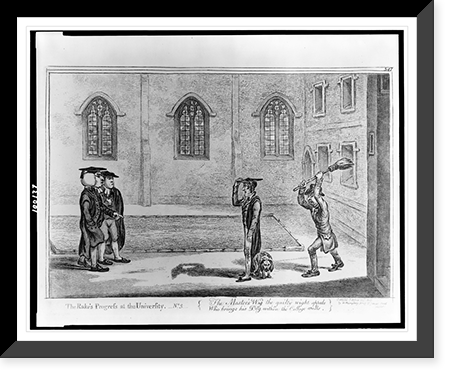 Historic Framed Print, The rake's progress at the university. No. 3. The master's wig the guilty wight appals ...,  17-7/8" x 21-7/8"