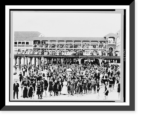 Crowd posed on and in front of the Steel Pier, Atlantic City, New Jersey, Vintage Wall Art