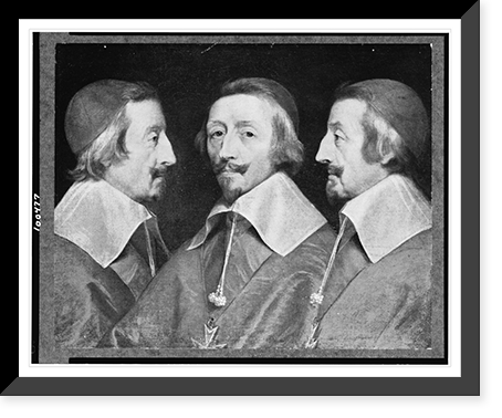 Cardinal Richelieu, three half-length portraits, facing right, facing front, and facing left, Historic Reproduction