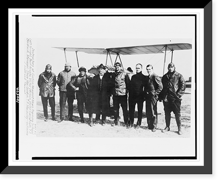 Instructors at Curtiss Newport News Training School. Left to right, Bert Acosta, Victor Vernon, Victor Carlstrom, T.S. Baldwin, manager, Steve MacGordon, T.R. Macaulay. extreme right end Stewart Vi