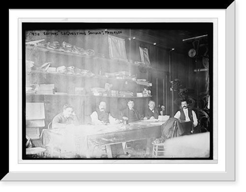 Historic Framed Print, Editors of "La Questione Sociale", at table, Paterson, N.J.,  17-7/8" x 21-7/8"