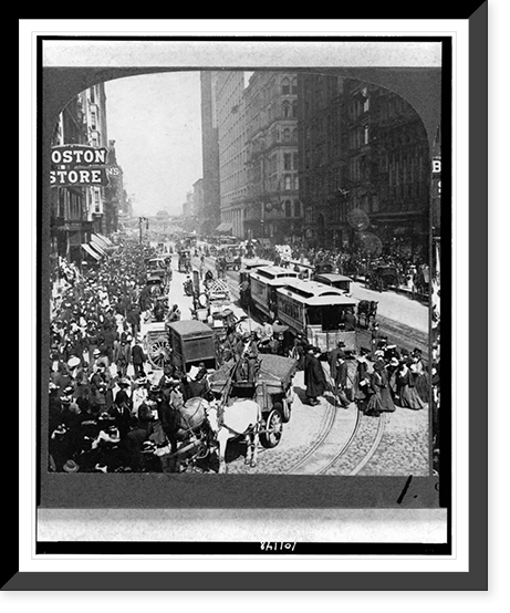 One of the busiest streets in the world. State St., Chicago, Ill. (18 miles long), N. from Madison St, Vintage Wall Art