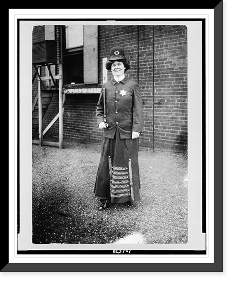 Suffragette posed in police uniform to illustrate woman police concept, Cincinnati, Ohio, Historic Reproduction