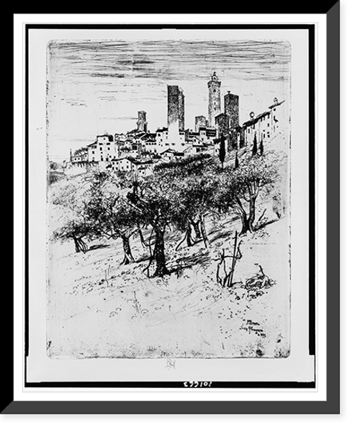 Historic Framed Print, San Gimignano.Jo Pennell.,  17-7/8" x 21-7/8"