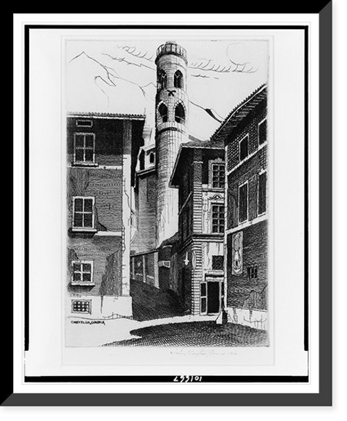 Historic Framed Print, Sketch, Castello, Umbria.John Taylor Arms, 1940.,  17-7/8" x 21-7/8"