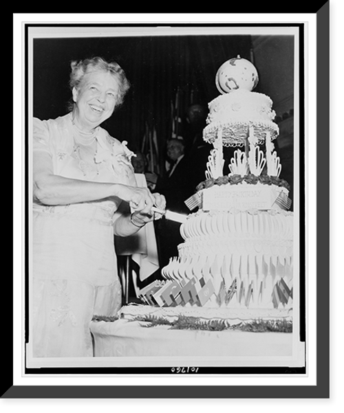 Historic Framed Print, Mrs. Roosevelt marks 70th birthday,  17-7/8" x 21-7/8"