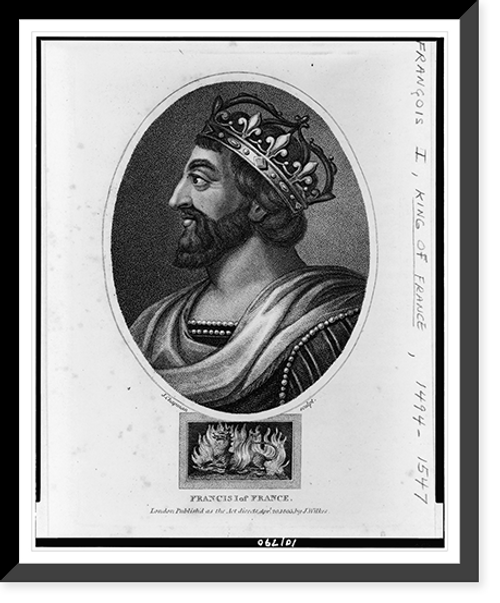 Historic Framed Print, Francis I of France.J. Chapman sculpt.,  17-7/8" x 21-7/8"