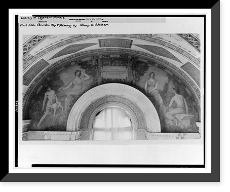 Mural, Joy and Memory, by Henry O. Walker, in the Jefferson Building, Library of Congress, Antique Print