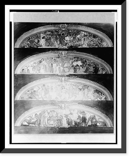 Sketches of murals, Music, Art, Literature and Science, by W. de L. Dodge, in the Jefferson Building, Library of Congress, Antique Poster