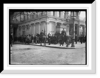 Mounted and foot police drive crowd from Union Sq., in front of Hungaria Restaurant, 15th St. & Union Square, New York, Vintage Print