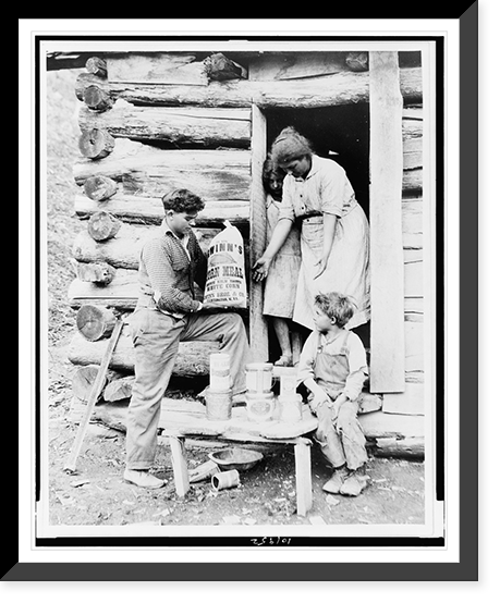 Red Cross rations kept this widow and her family during the winter, in their log home in the Kentucky Mountains. Drought had burned up their crops, Antique Poster