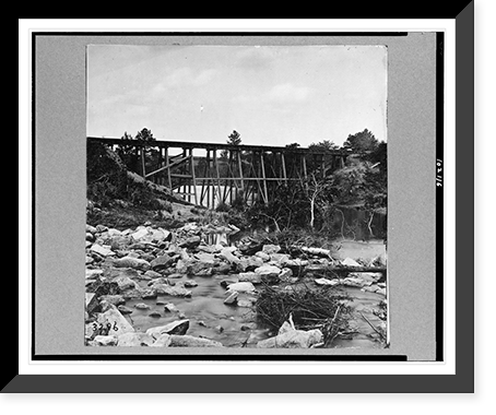 Trestle bridge on south side of railroad, near Petersburg, Virginia, April 1865, Vintage Print