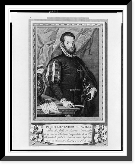 Vintage Americana Print - Pedro Menendez de Aviles.Josef Camaron, 1791