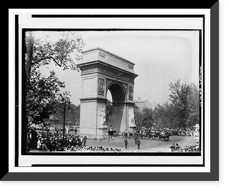 Casket of former mayor of New York City John Purroy Mitchel on wagon at Washington Memorial Arch, Washington Square, New York City, Vintage Wall Art