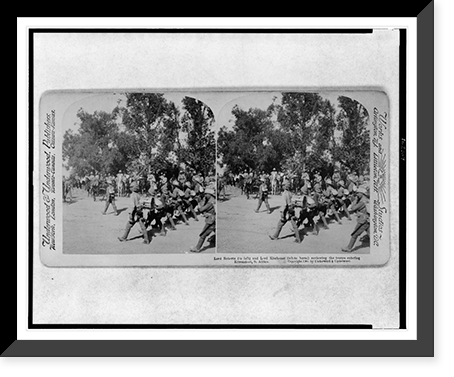 Lord Roberts (to left) and Lord Kitchener (white horse) reviewing the troops entering Kroonstadt sic, S. Africa, Historic Print