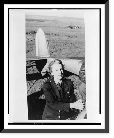 Kay Boyle in uniform, near airplane, Historic Reproduction