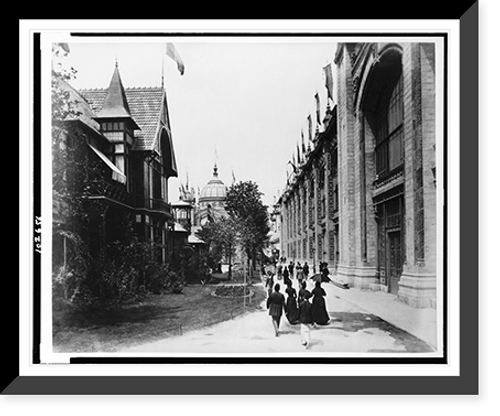 Historic Framed Print, [Walkway between buildings, Paris Exposition, 1889],  17-7/8" x 21-7/8"