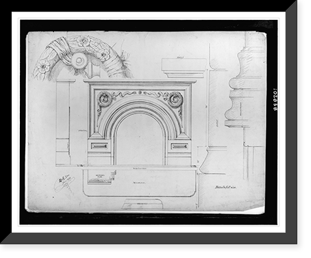 Fireplace mantel. Elevations, plan, section, and full size details.J.G. Bruff, Des: Mar. 1880, Historic Print